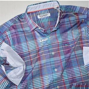 Tommy Hilfiger Men's Plaid buttons Shirt Sarasota Stretch Pinot Gulf Shore NEW
